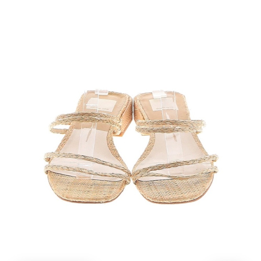 Dolce Vita Haize Block Heel Women's Tan Sandals Strappy Woven Size 8